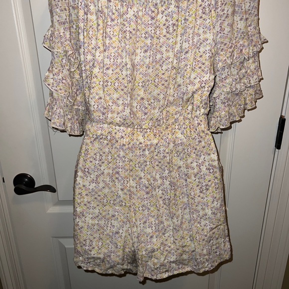 Fate Multicolored Womens Romper Shorts Geometric Size Medium 3/4 Sleeve - Picture 12 of 13